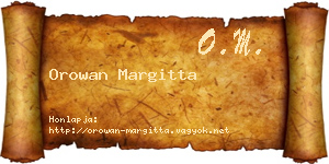 Orowan Margitta névjegykártya